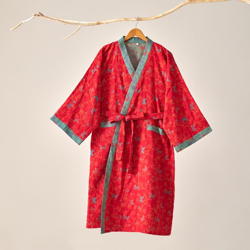 Peignoir kimono Ownkoti en gaze de coton style papillon vintage - image 4