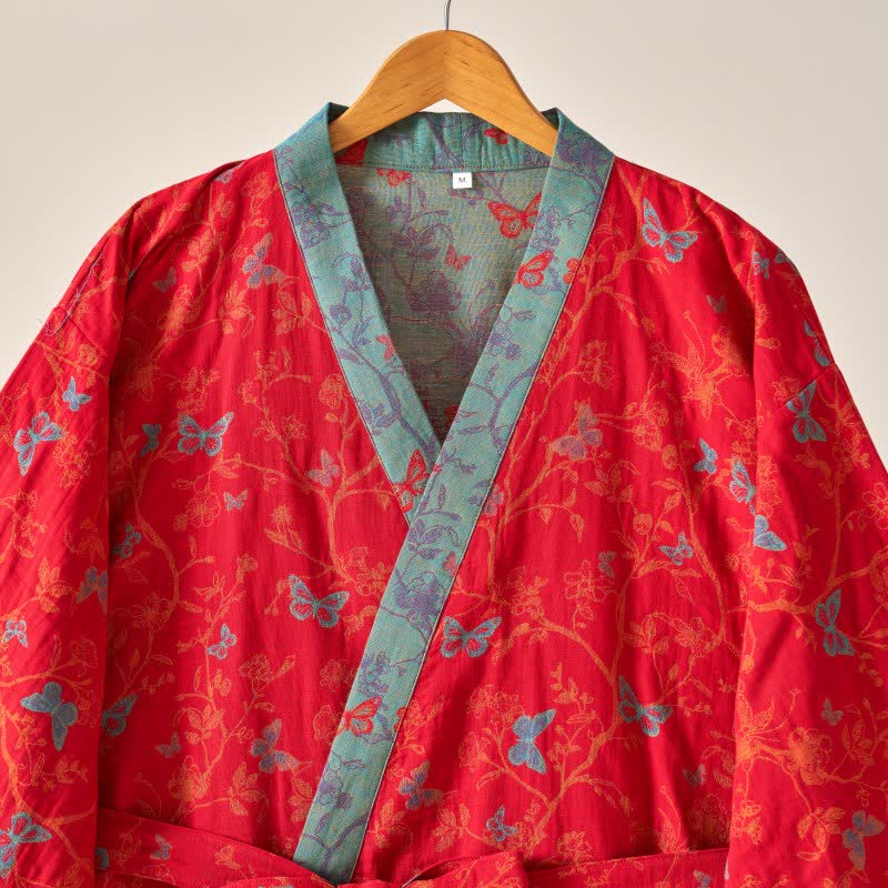 Peignoir kimono Ownkoti en gaze de coton style papillon vintage - image 7