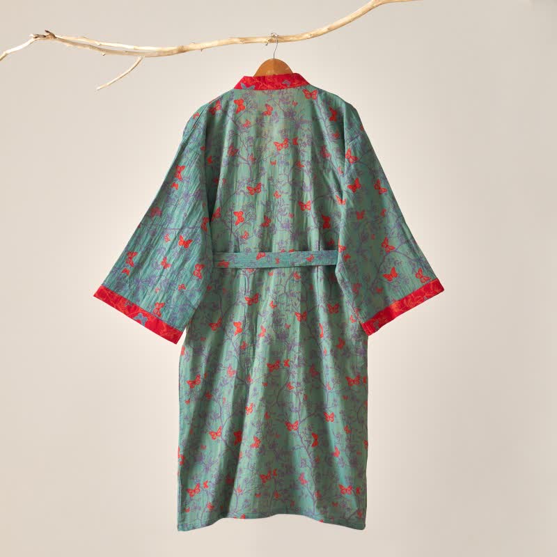 Peignoir kimono Ownkoti en gaze de coton style papillon vintage - image 13