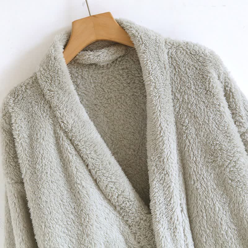 Peignoir de bain Ownkoti pour couple, en peluche unie. - image 7