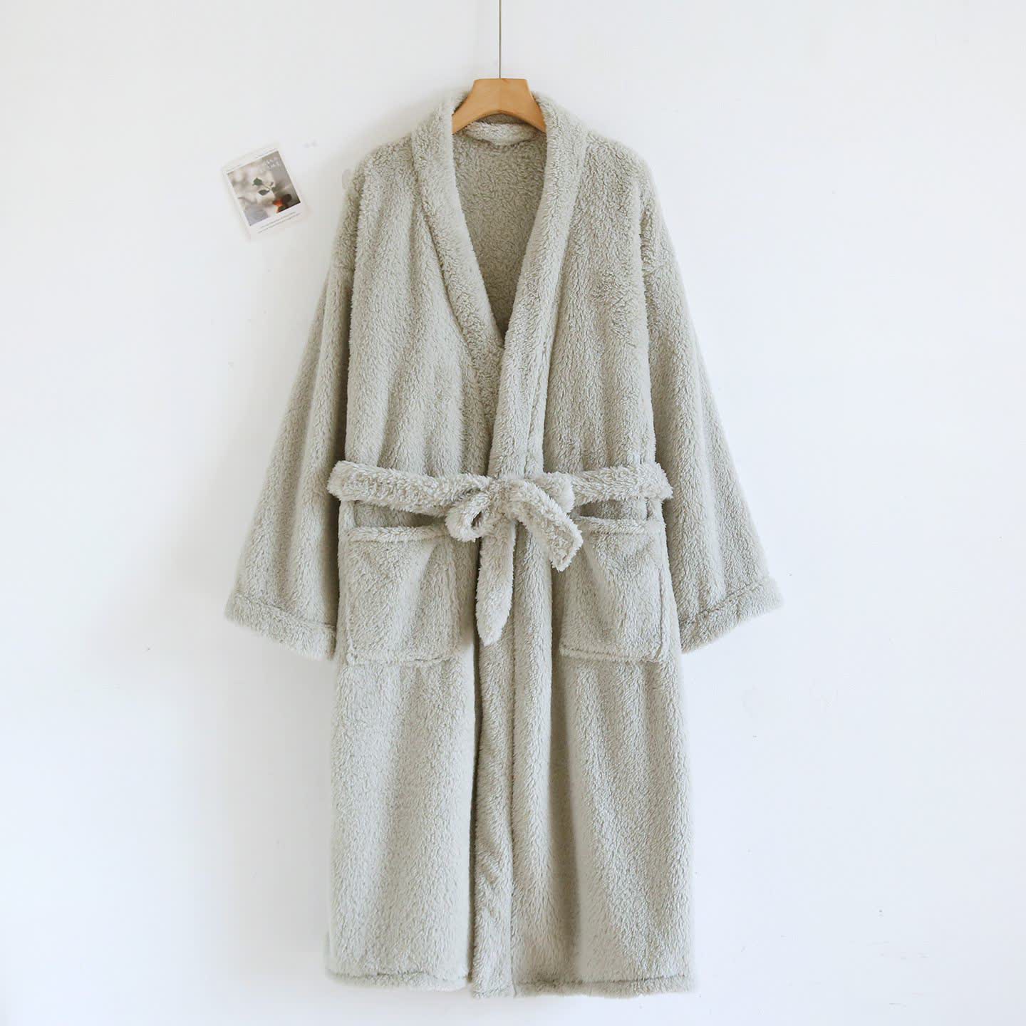 Peignoir de bain Ownkoti pour couple, en peluche unie. - Vert clair - Femme : XL - image 4