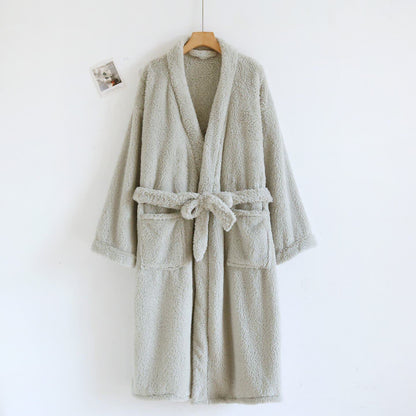Peignoir de bain Ownkoti pour couple, en peluche unie. - Vert clair - Femme : XL - image 4