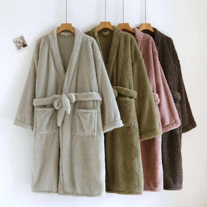 Peignoir de bain Ownkoti pour couple, en peluche unie. - image 0