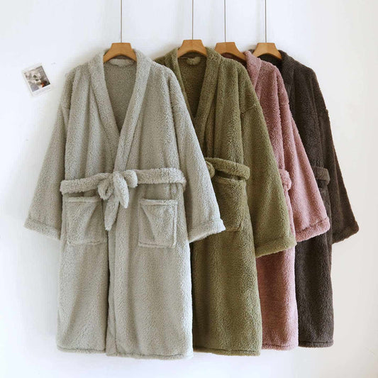 Peignoir de bain Ownkoti pour couple, en peluche unie. - image 0