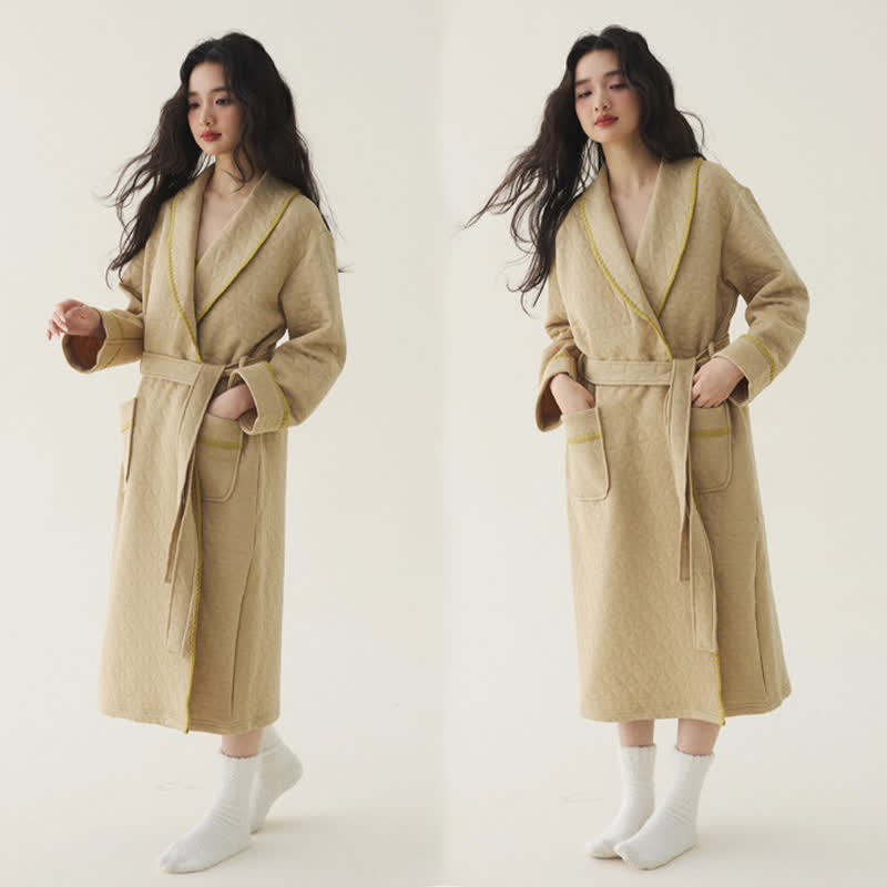 Peignoir matelassé simple et uni Ownkoti - Kaki - 2XL - image 10