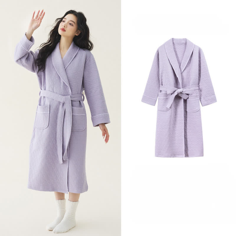 Peignoir matelassé simple et uni Ownkoti - Violet - 2XL - image 13