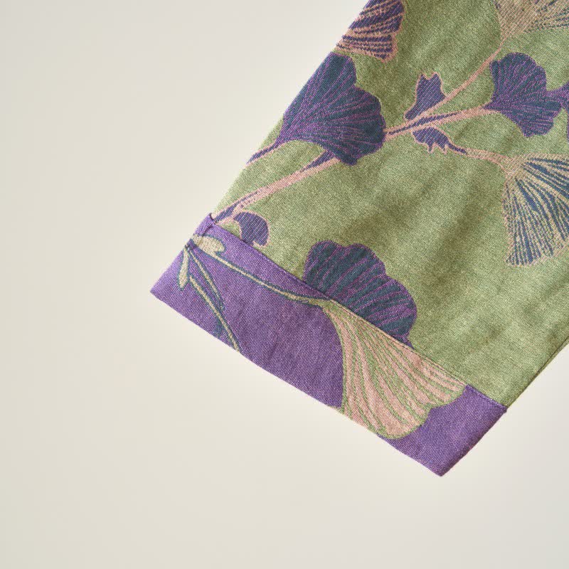 Chemise de nuit en coton inspirée du Hanfu et ornée de feuilles de ginkgo - image 11