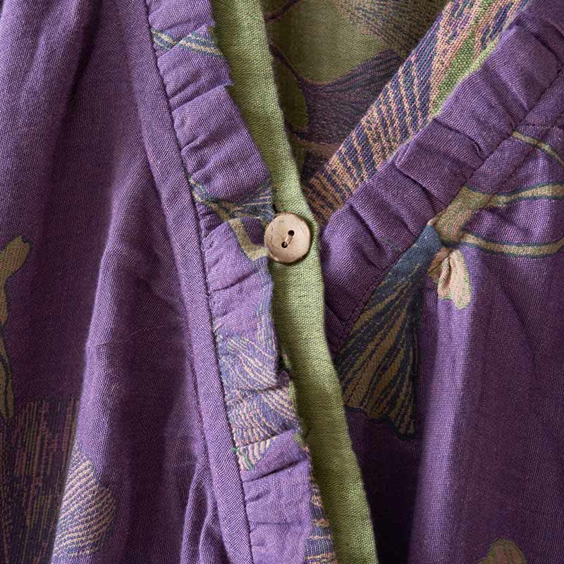 Chemise de nuit en coton de style Hanfu à motif de feuilles de ginkgo - image 21