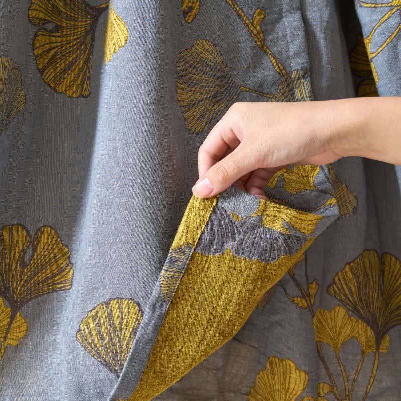 Chemise de nuit en coton de style Hanfu à motif de feuilles de ginkgo - image 17