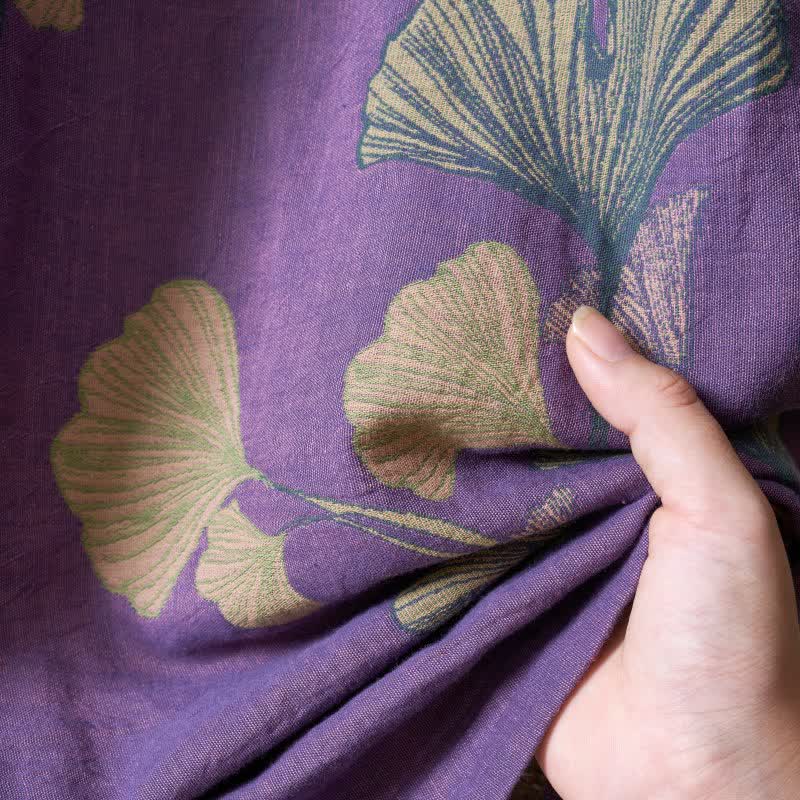 Chemise de nuit en coton inspirée du Hanfu et ornée de feuilles de ginkgo - image 23