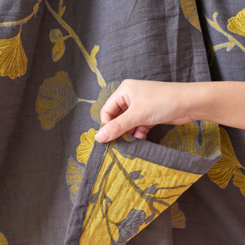 Chemise de nuit en coton inspirée du Hanfu et ornée de feuilles de ginkgo - image 13