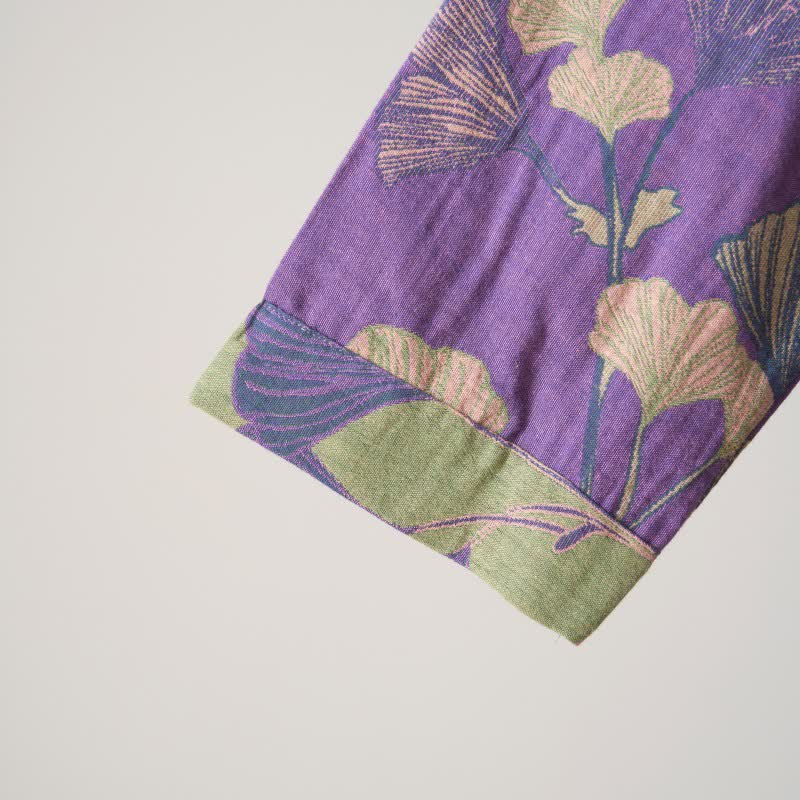 Chemise de nuit en coton inspirée du Hanfu et ornée de feuilles de ginkgo - image 24