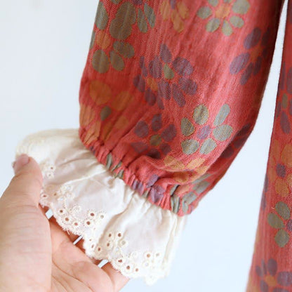 Chemise de nuit à manches longues en gaze de coton Ownkoti à motif floral - image 8