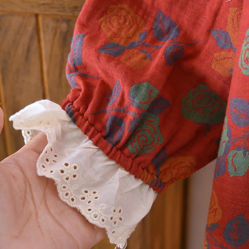 Nuisette à manches longues en gaze de coton rose Ownkoti - image 4