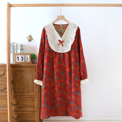 Nuisette à manches longues en gaze de coton rose Ownkoti - Rouge - XL - image 0