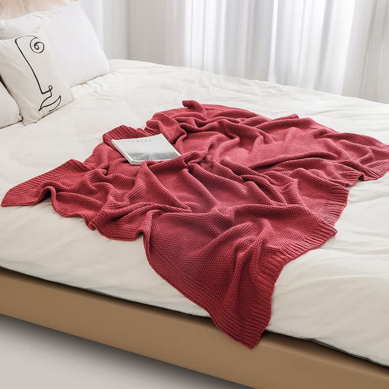 Couverture tricotée unie simple Ownkoti - image 3