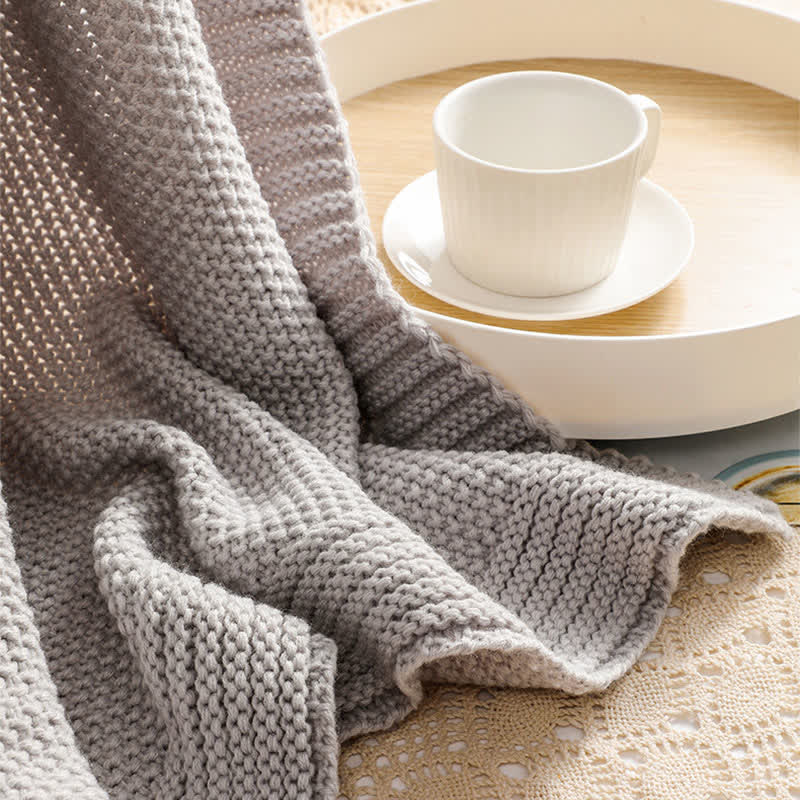 Couverture tricotée unie simple Ownkoti - image 6