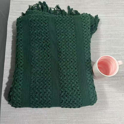 Couverture à torsades géométrique unie Ownkoti - vert foncé - 130 cm x 230 cm - image 9