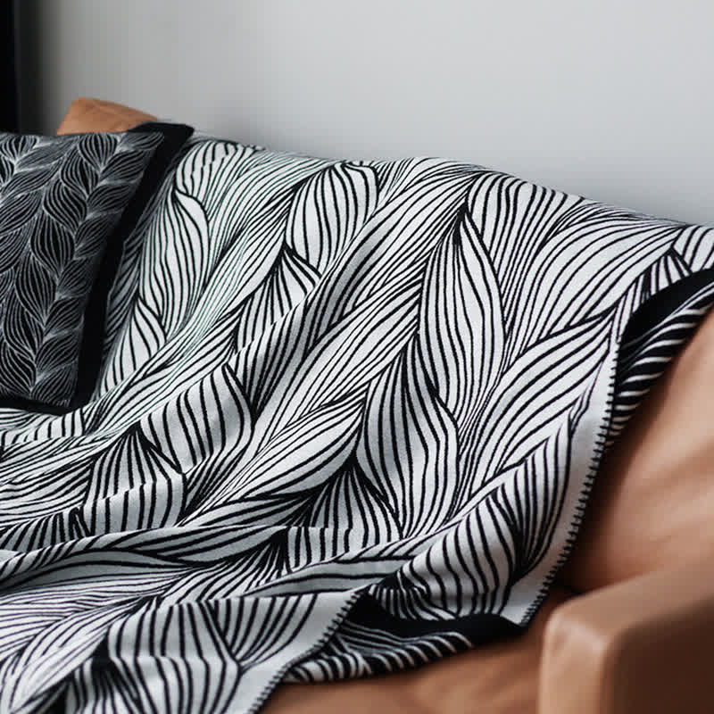 Couverture tricotée artistique à motif de feuilles Ownkoti - image 6