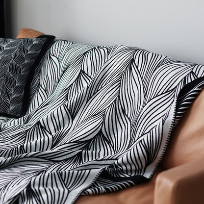 Couverture tricotée artistique à motif de feuilles Ownkoti - image 6