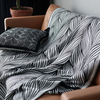 Couverture tricotée artistique à motif de feuilles Ownkoti - image 7