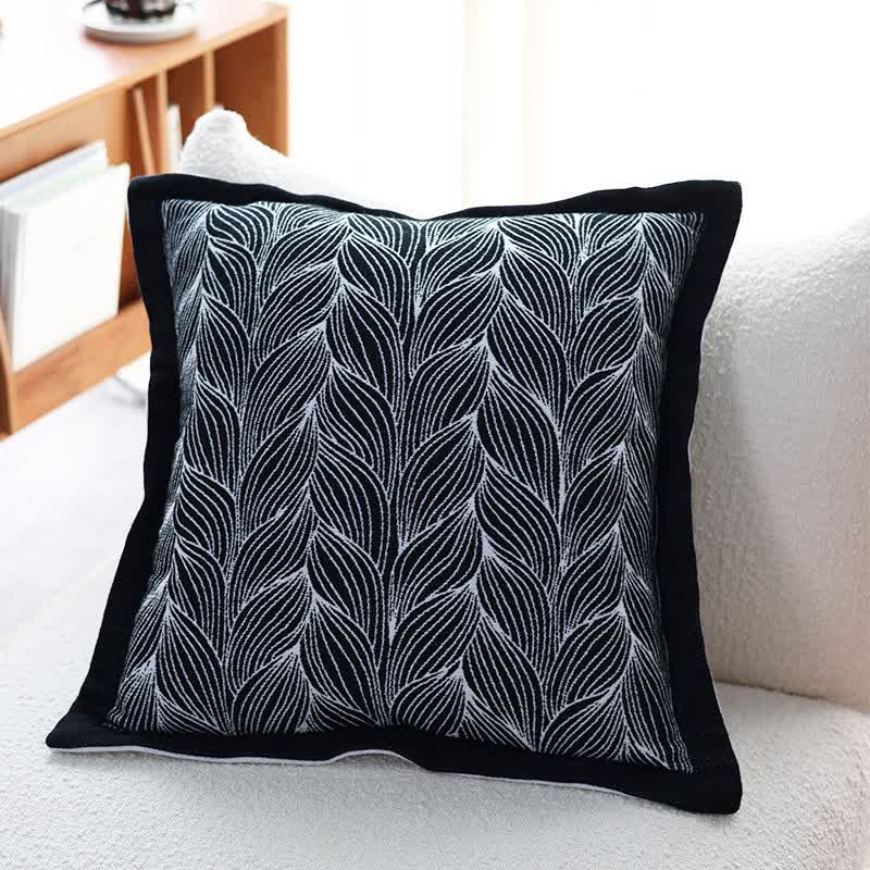 Couverture tricotée artistique à motif de feuilles Ownkoti - Noir - Oreiller - 55 cm x 55 cm - image 12