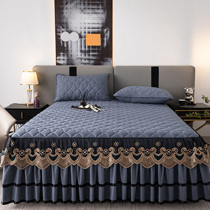 Jupe de lit matelassée en dentelle à motif cœur Ownkoti et drap-housse - image 7