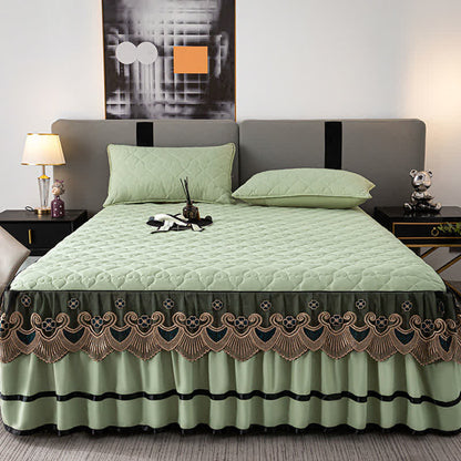 Jupe de lit matelassée en dentelle à motif cœur Ownkoti et drap-housse - image 15