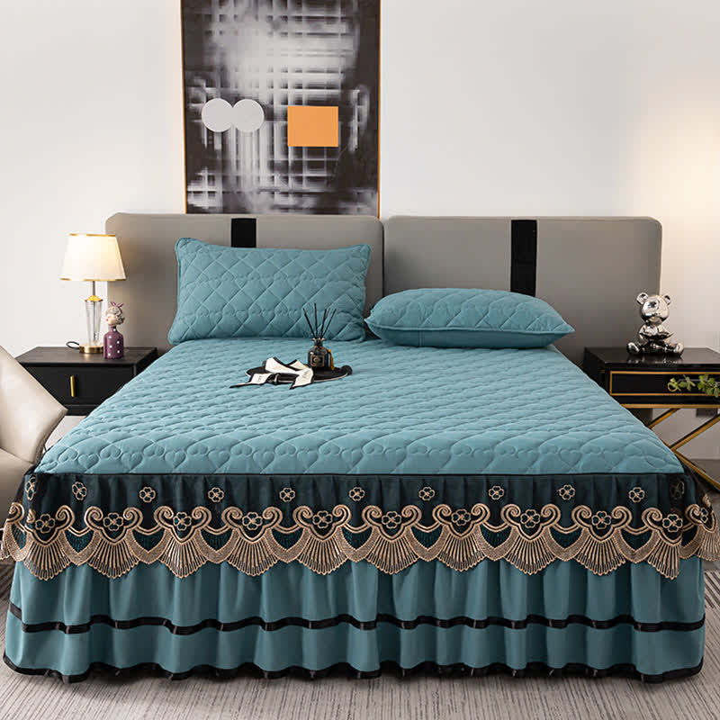 Jupe de lit matelassée en dentelle à motif cœur Ownkoti et drap-housse - image 13