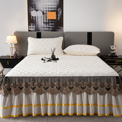 Jupe de lit matelassée en dentelle à motif cœur Ownkoti et drap-housse - image 5