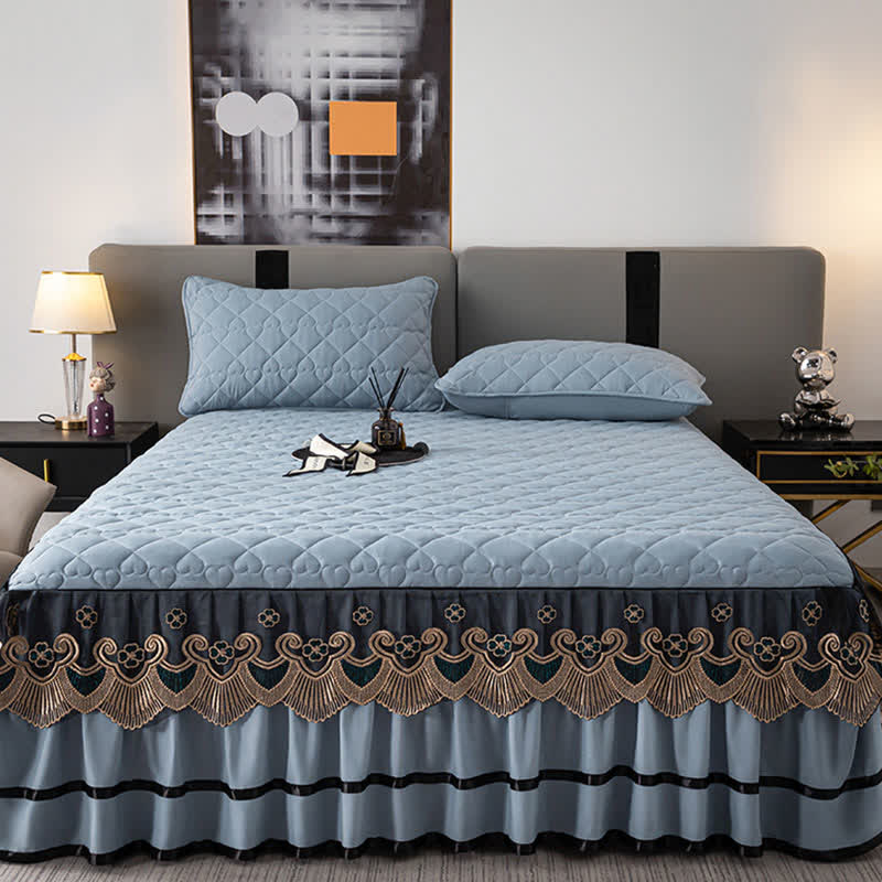 Jupe de lit matelassée en dentelle à motif cœur Ownkoti et drap-housse - image 18