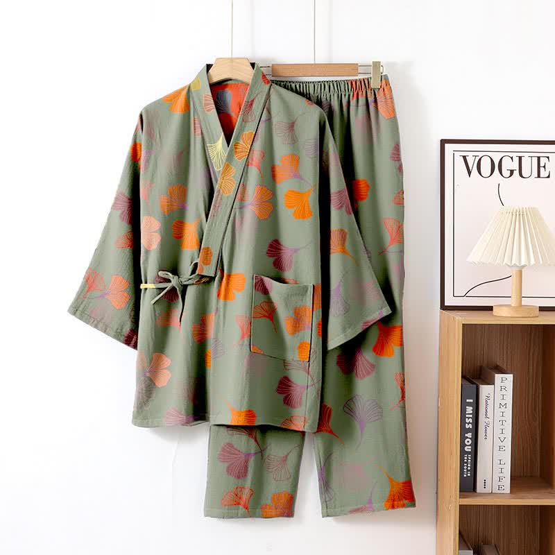 Ensemble kimono Ginkgo en gaze de coton - image 12