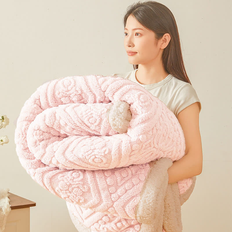 Couverture en polaire sherpa douce et chaude à motif floral - image 3