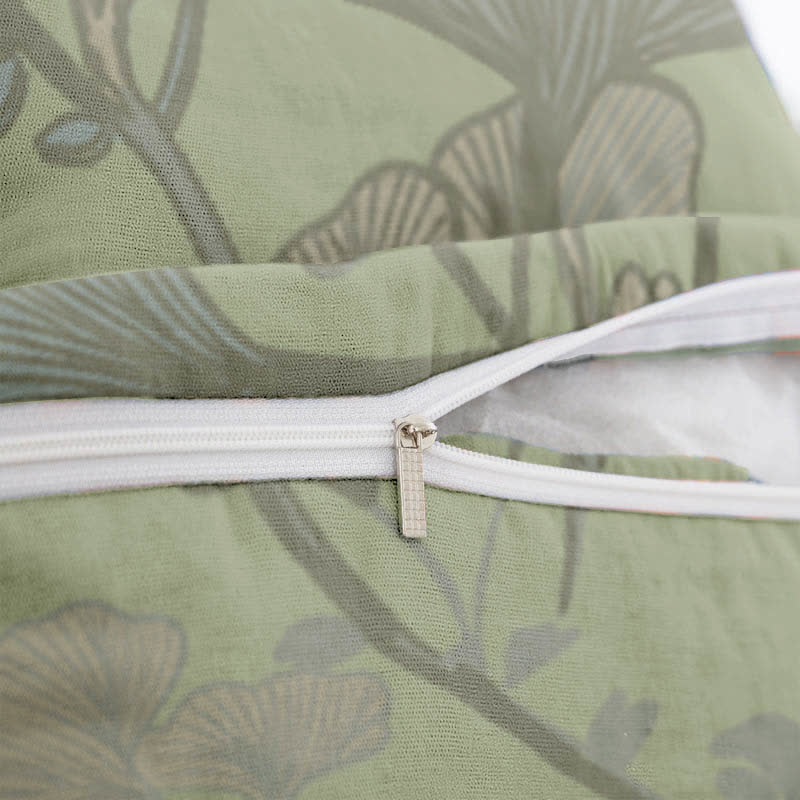 Taies d'oreiller carrées en jacquard de coton à motifs de feuilles de ginkgo (2 pièces) - image 3