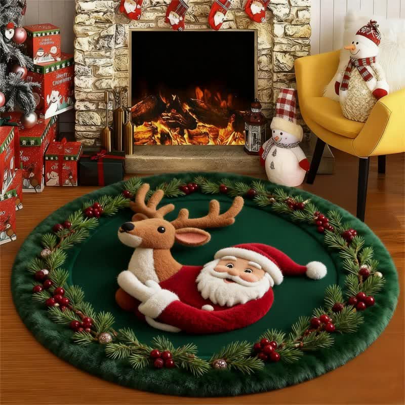 Tapis Ownkoti Père Noël avec effet 3D - B - 140 cm x 140 cm - image 3