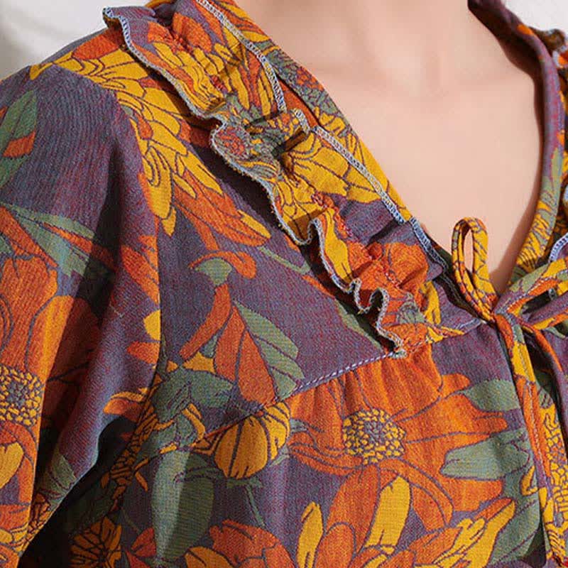 Vêtements d'intérieur en coton jacquard à volants Ownkoti Chrysanthemum - image 3