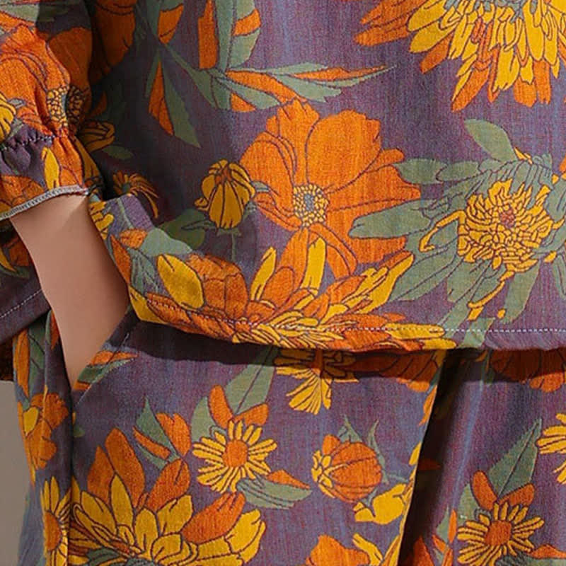 Vêtements d'intérieur en coton jacquard à volants Ownkoti Chrysanthemum - image 4