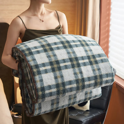 Couverture polaire réversible Ownkoti à motif à carreaux classiques – Utilisation polyvalente - Gris et bleu - 200 cm x 230 cm - image 29