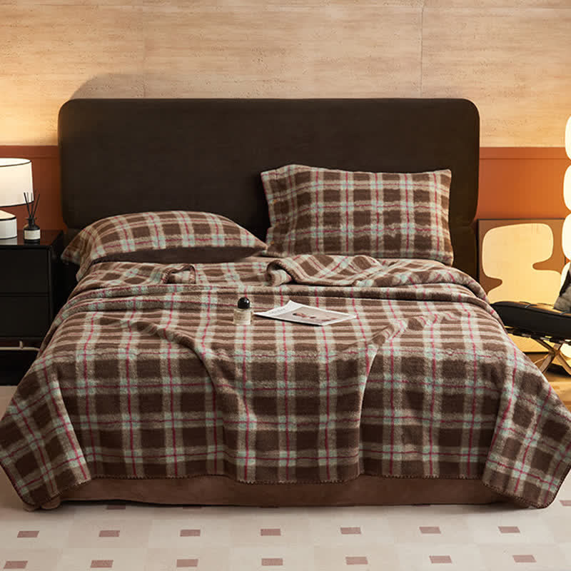 Couverture polaire réversible Ownkoti à motif à carreaux classiques – Utilisation polyvalente - image 23