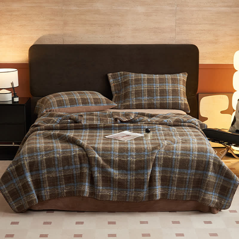 Couverture polaire réversible Ownkoti à motif à carreaux classiques – Utilisation polyvalente - image 37