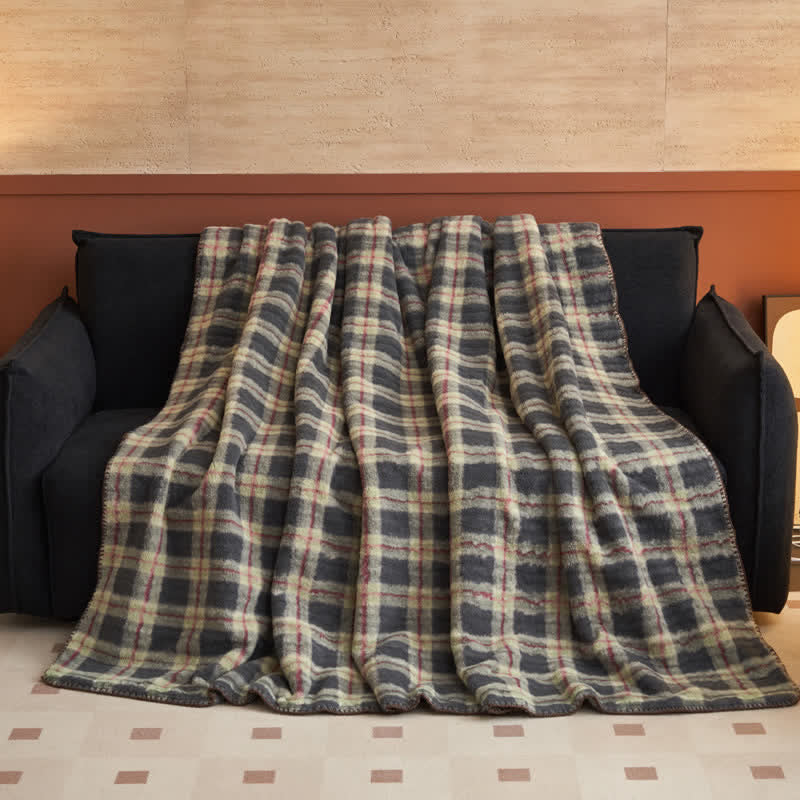 Couverture polaire réversible Ownkoti à motif à carreaux classiques – Utilisation polyvalente - image 49