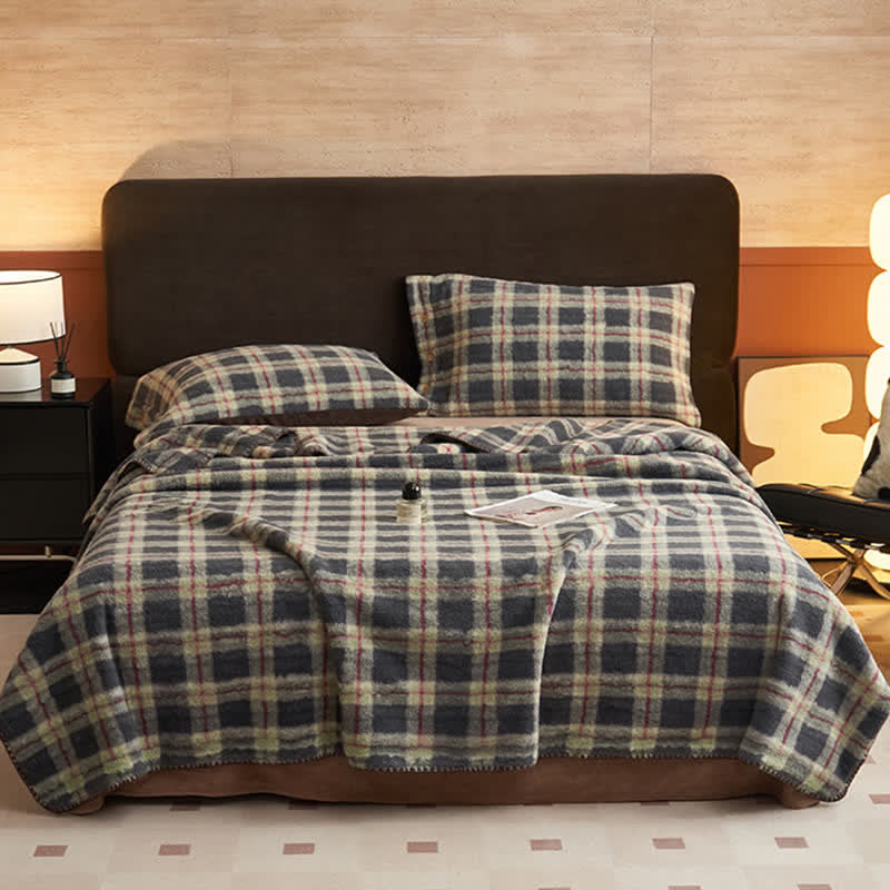 Couverture polaire réversible Ownkoti à motif à carreaux classiques – Utilisation polyvalente - image 45