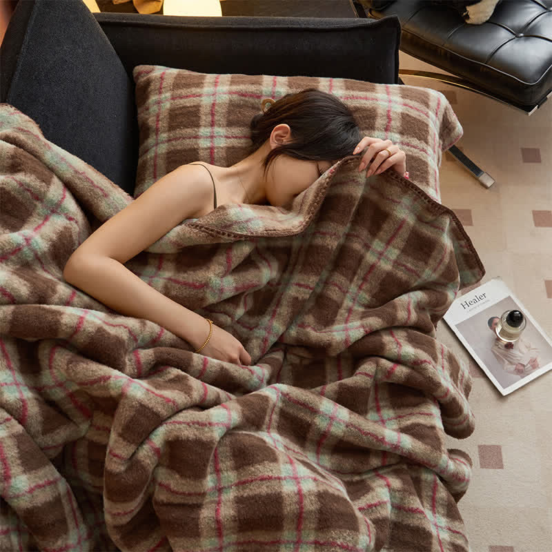 Couverture polaire réversible Ownkoti à motif à carreaux classiques – Utilisation polyvalente - image 24