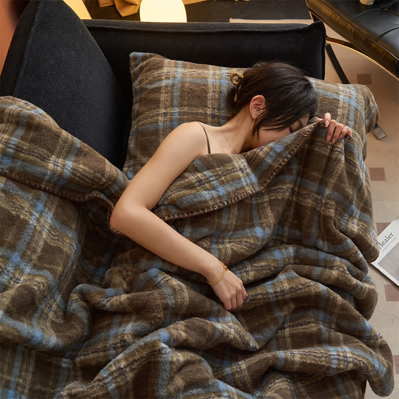 Couverture polaire réversible Ownkoti à motif à carreaux classiques – Utilisation polyvalente - image 38