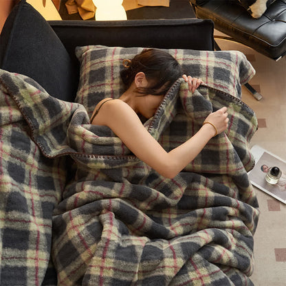 Couverture polaire réversible Ownkoti à motif à carreaux classiques – Utilisation polyvalente - image 47