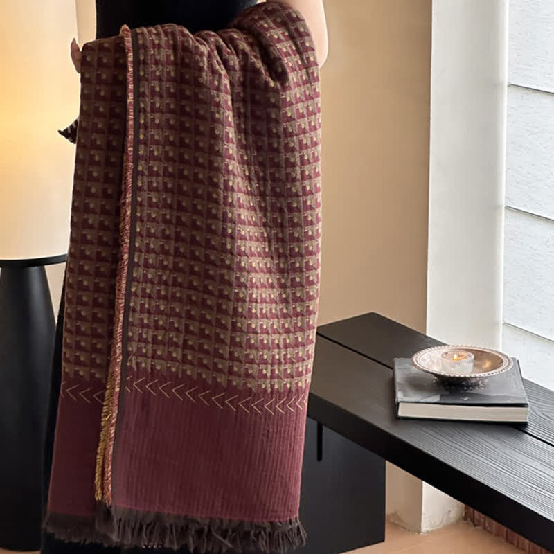 Couverture multifonctionnelle en coton jacquard vintage Ownkoti - image 5