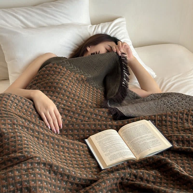 Couverture multifonctionnelle en coton jacquard vintage Ownkoti - image 10