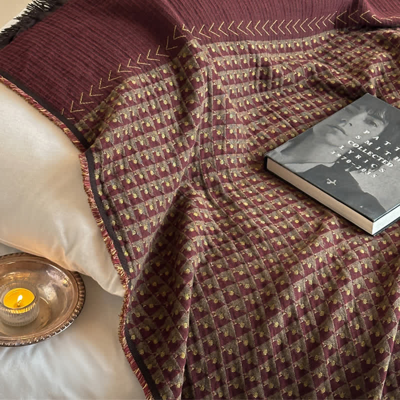 Couverture multifonctionnelle en coton jacquard vintage Ownkoti - image 6