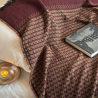 Couverture multifonctionnelle en coton jacquard vintage Ownkoti - image 6
