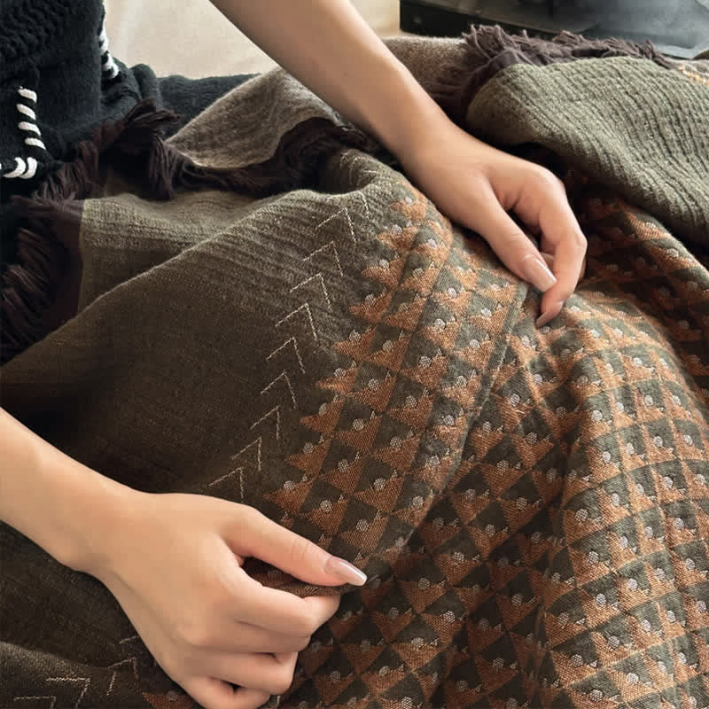 Couverture multifonctionnelle en coton jacquard vintage Ownkoti - image 16